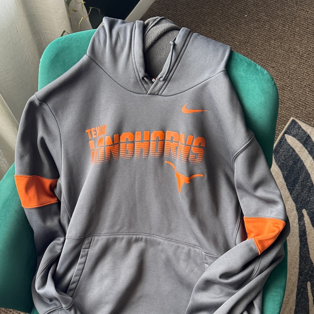 Nike Gray and Orange Texas Hoodie FLEECE
